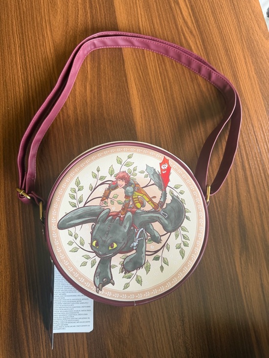 Loungefly Handbags - Loungefly Pink Round Dragon Rider Crossbody Bag